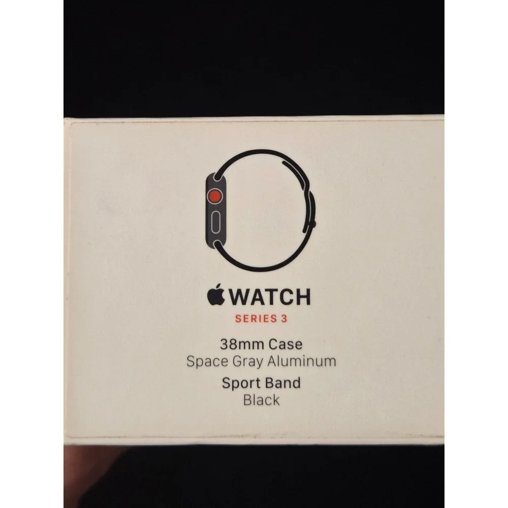 Apple Watch Series 3 38mm Space Gray Aluminum Black Sport Band GPS Cellular NEW